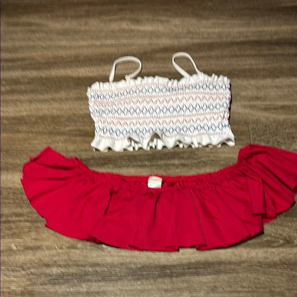 Red and White Ruffled Bikini Set - Picture 2 of 5